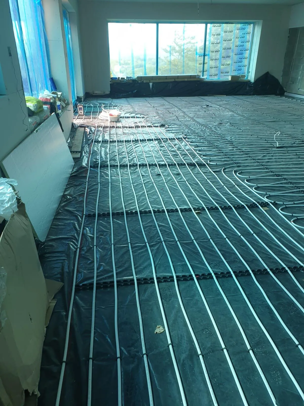 Underfloor heating pipework installation in a Leitrim home by DML Plumbing and Heating