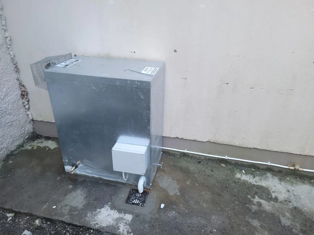 Outdoor heating unit installation in County Leitrim by DML Plumbing and Heating