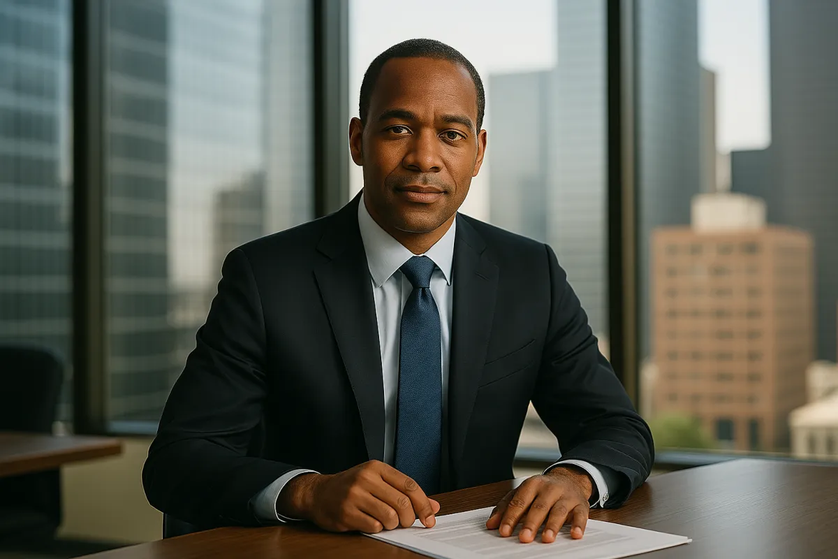 Howard, SHH Group’s litigation partner, standing in a courthouse hallway in Sheridan, Wyoming.