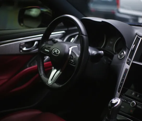 Clean interior of a car with polished surfaces