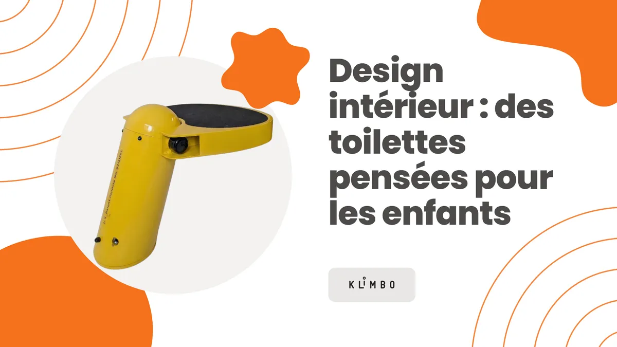 Design intérieur de toilettes publiques pensées pour les enfants avec un marchepied Klimbo coloré
