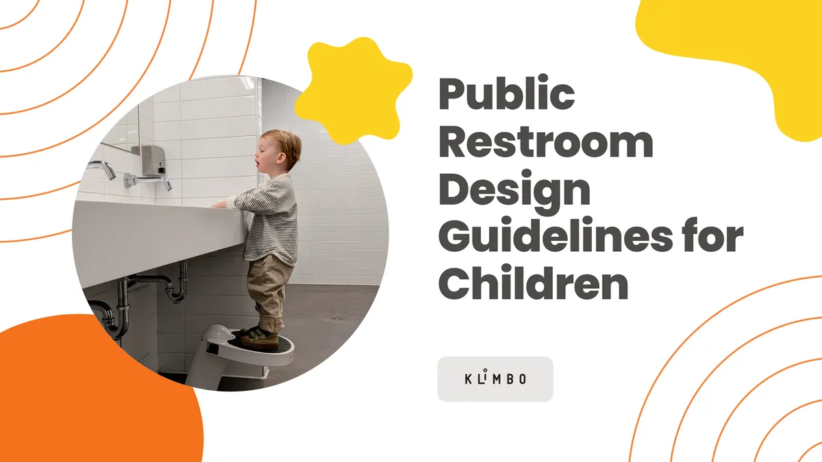 Public restroom design guidelines for children, a row of sinks with one retractable step stool