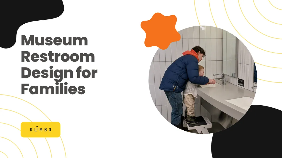 Museum restroom design for families with a retractable step stool for young visitors