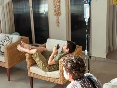 Young person getting IV Therapy