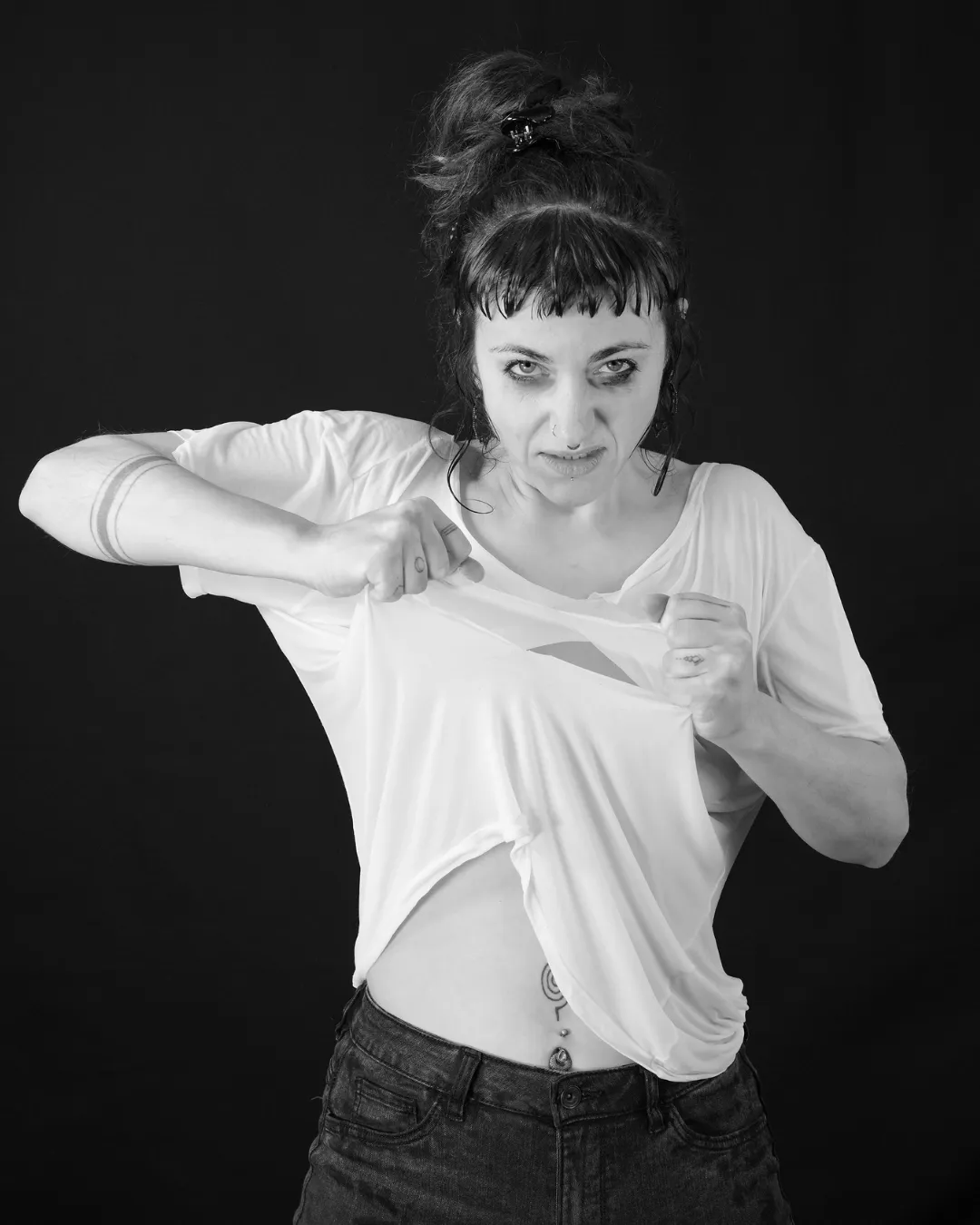 woman jump on brown fence