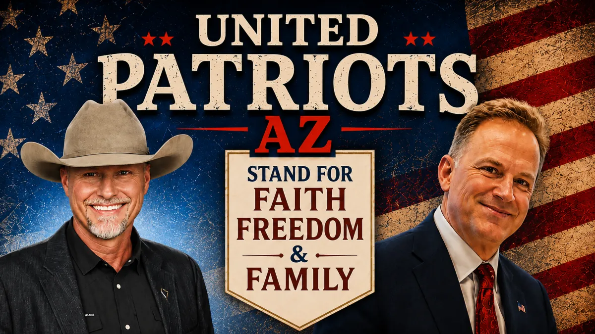 Mark Lamb addresses supporters at a United Patriots AZ event hosted by constitutional scholar Shane Krauser in Gilbert, Arizona, outlining his vision for Congress, border security, constitutional government, election integrity, and accountability.