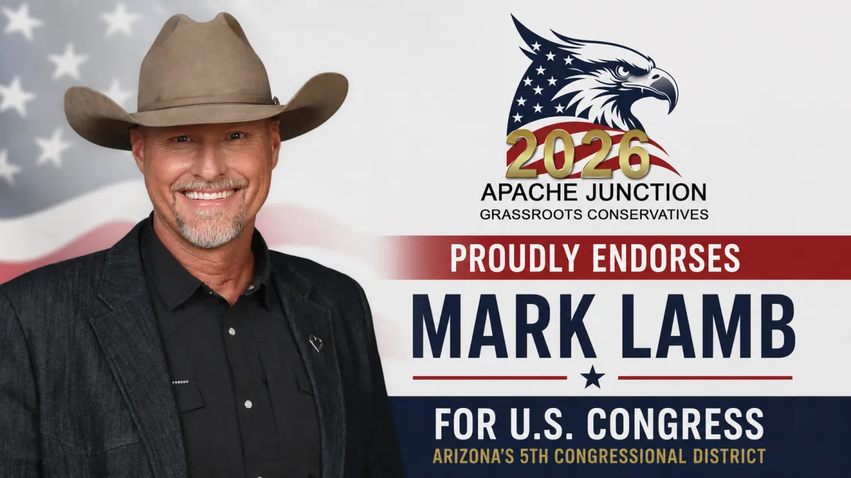 Mark Lamb, Republican candidate for Arizona's 5th Congressional District, endorsed by the Apache Junction Grassroots Conservatives for the 2026 Arizona Republican Primary Election.