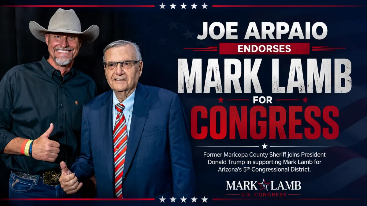 Former Maricopa County Sheriff Joe Arpaio endorses former Pinal County Sheriff Mark Lamb for Congress in Arizona's 5th Congressional District.