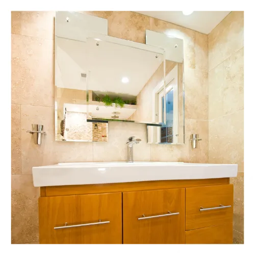 Modern vanity in a bright bathroom remodeling project in Berkeley, CA
