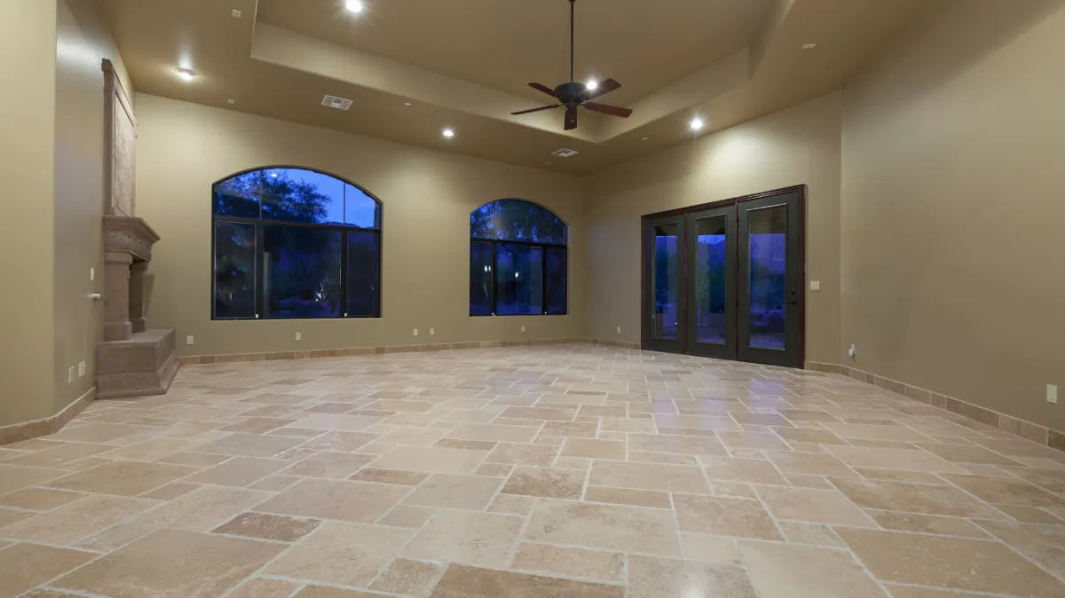 Finished tile flooring at entryway