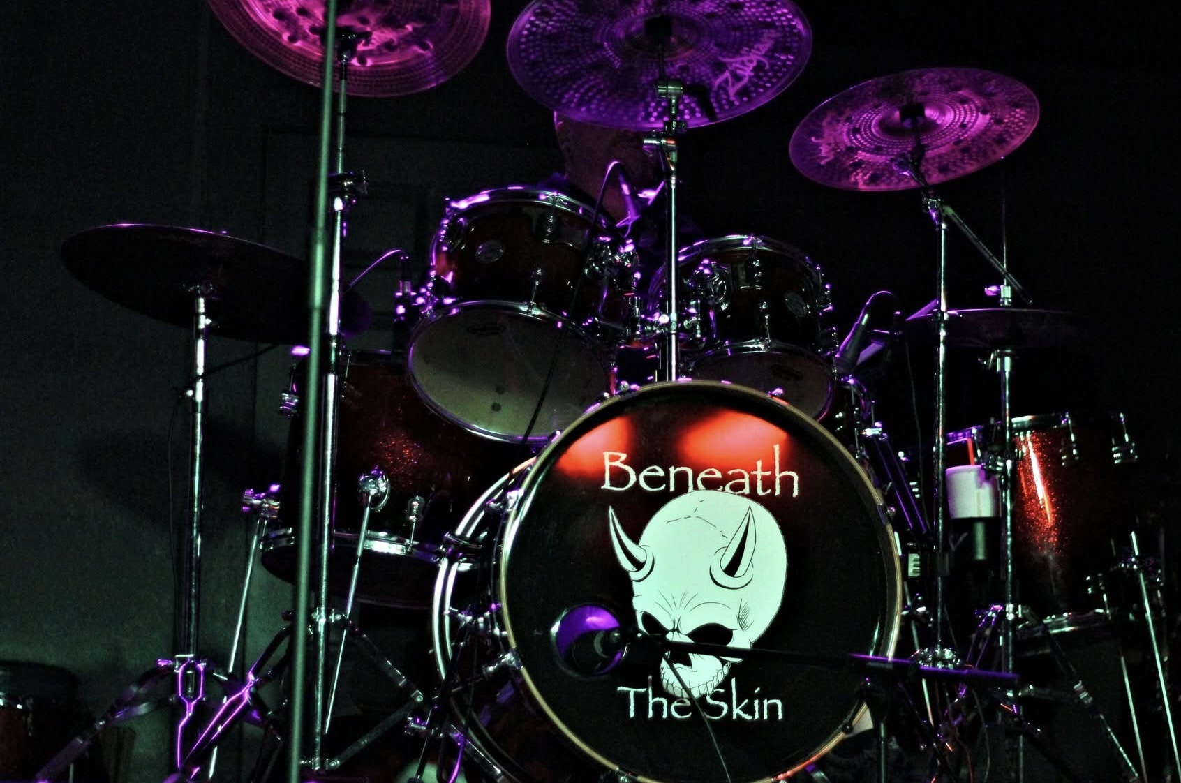 Close-up of drum set