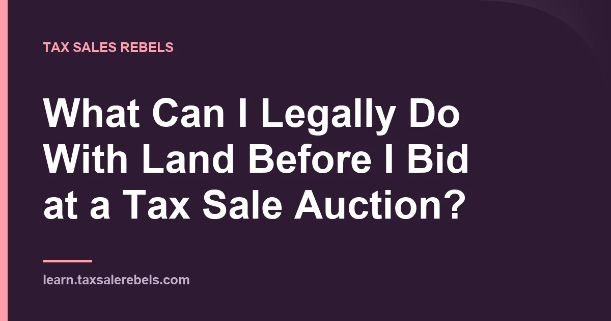 What Can I Legally Do With Land Before I Bid at a Tax Sale Auction?