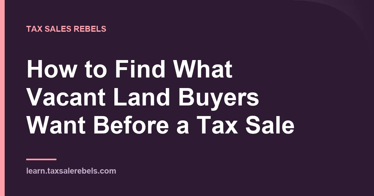 How to Find What Vacant Land Buyers Want Before a Tax Sale