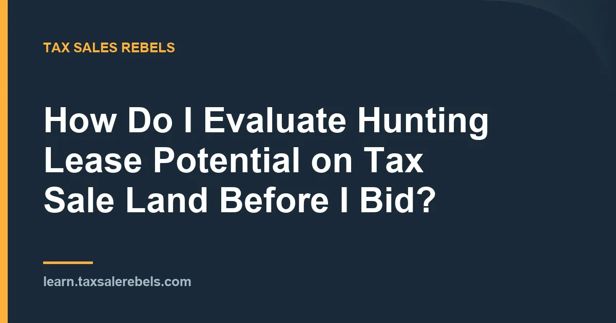 How Do I Evaluate Hunting Lease Potential on Tax Sale Land Before I Bid?