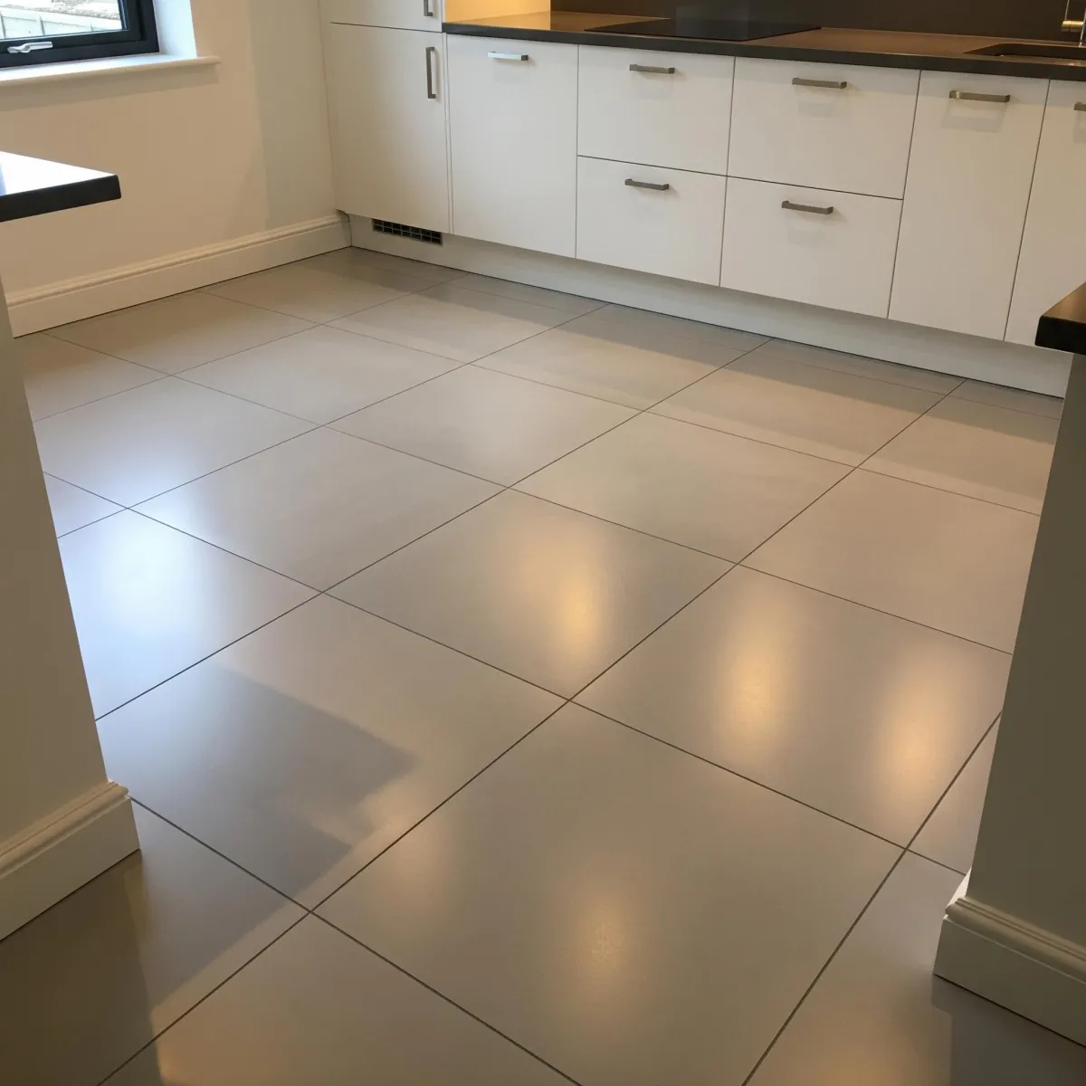 A wooden floor with a rug on top of it