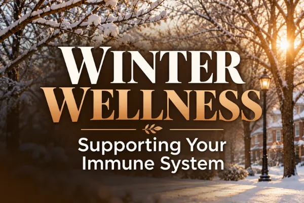 Winter wellness graphic about supporting the immune system during cold and flu season