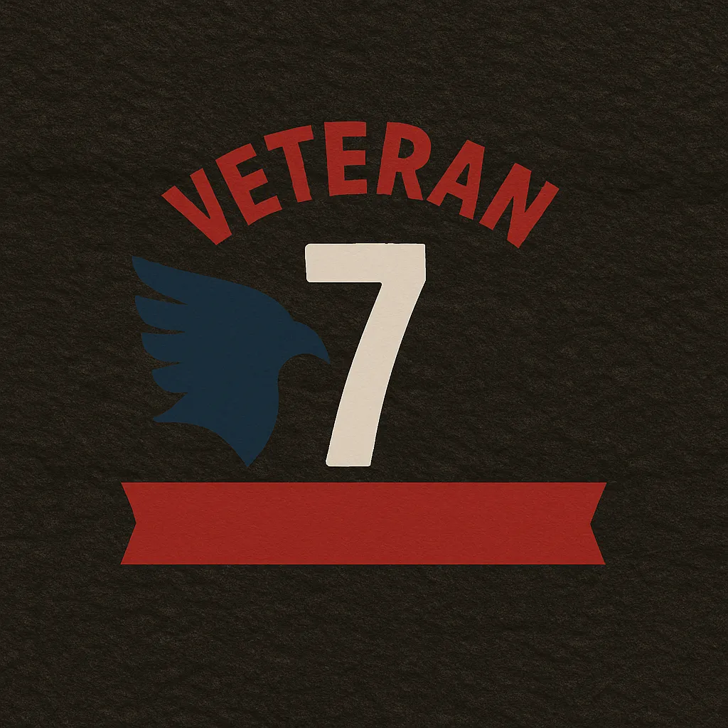 “7-year anniversary badge for Top Right Paving, a Miami FL asphalt paving company, with eagle graphic and asphalt background.