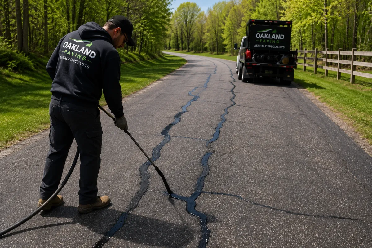Professional asphalt driveway crack fill in Waterford, MI
