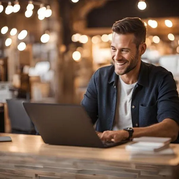 Image of young entrepreneur looking at a laptop