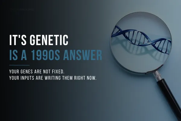 Man reviewing his family medical history with a clinician and questioning whether genetic risk is the end of the conversation about his health.