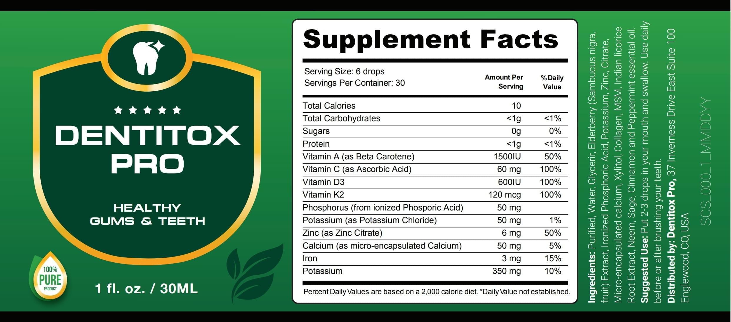 Dentitox Pro Supplements Facts