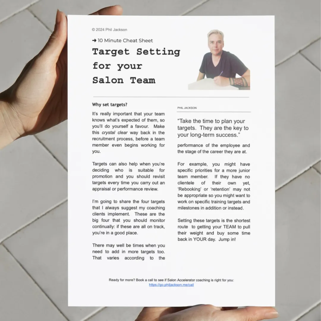 FREE Target Setting for your Salon Team cheat sheet