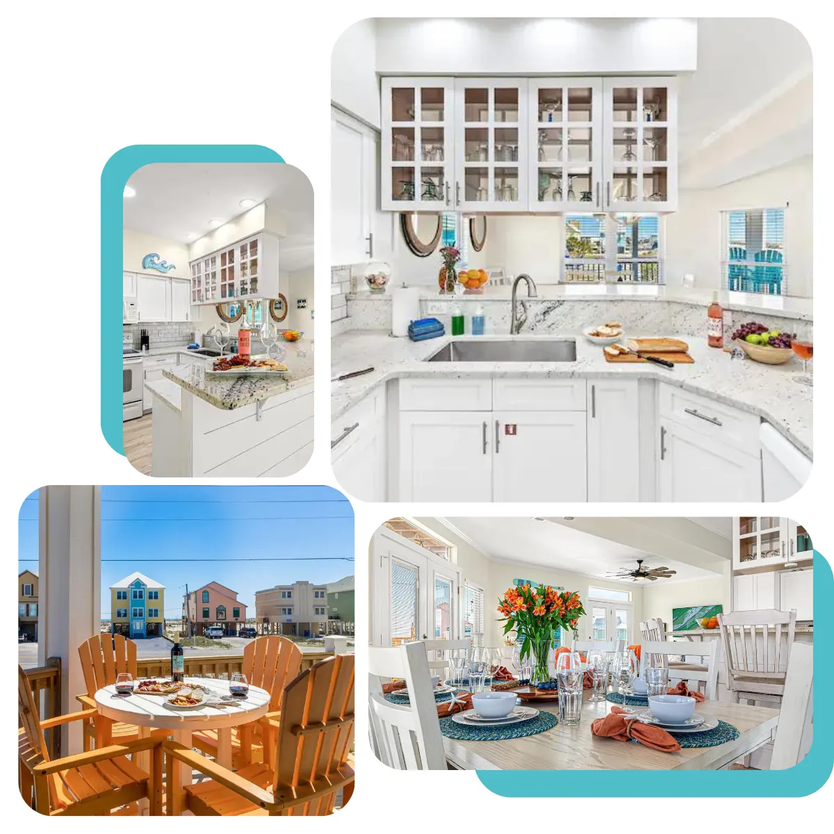 "Dune Just Fine" offers a cozy home with comfy spots inside and out, a handy kitchen with all you need, a sunny dining area, and a relaxing living room with Gulf views.
