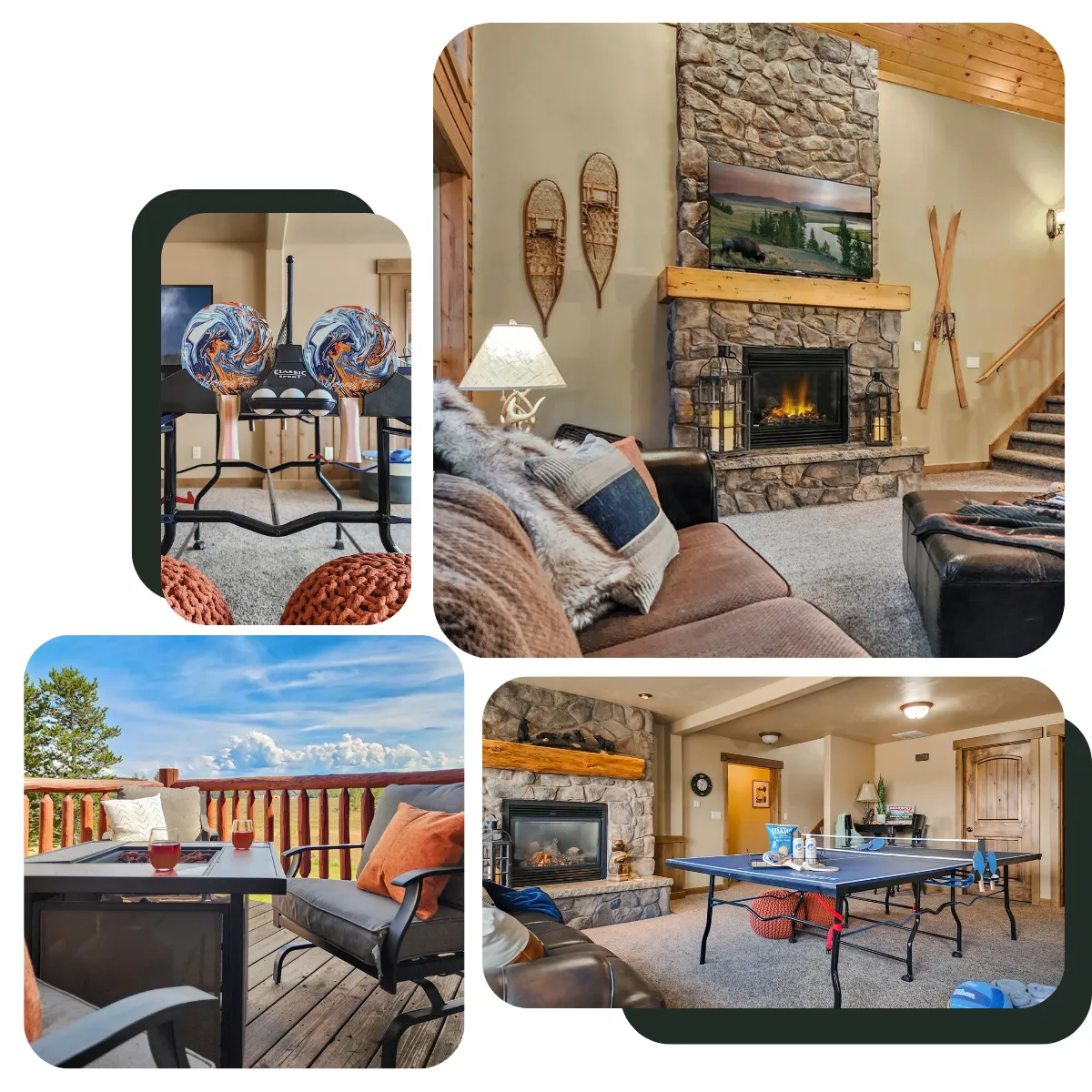 Experience the Wilderness Dreams: A gated community near Yellowstone, featuring stunning mountain views, lake access with boats, a 6-person hot tub, game room, and a modern kitchen.