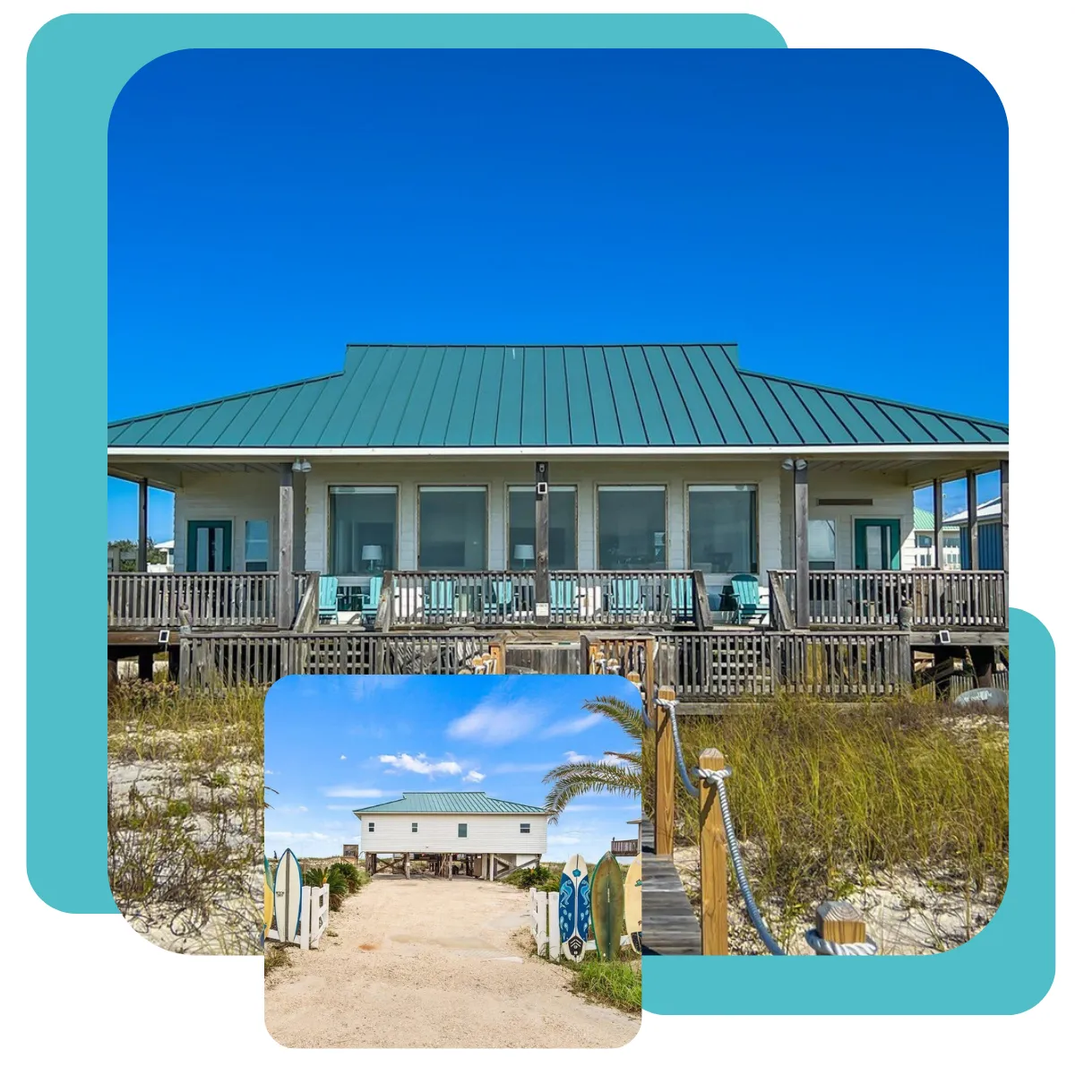 Experience coastal luxury at Surfside Paradise, nestled near Gulf Shores. Enjoy private beach access, stunning Gulf views from the double deck, and king suites with private decks. It's a coastal retreat you won't forget.
