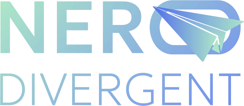 Nero Divergent Travel logo blue and green with a paper plane