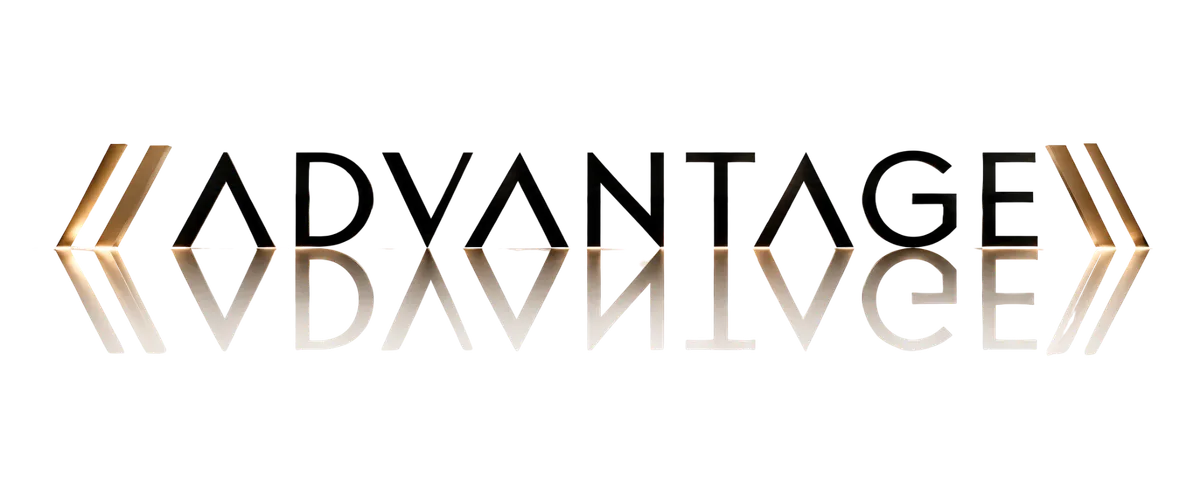 The Advantage metallic wordmark logo