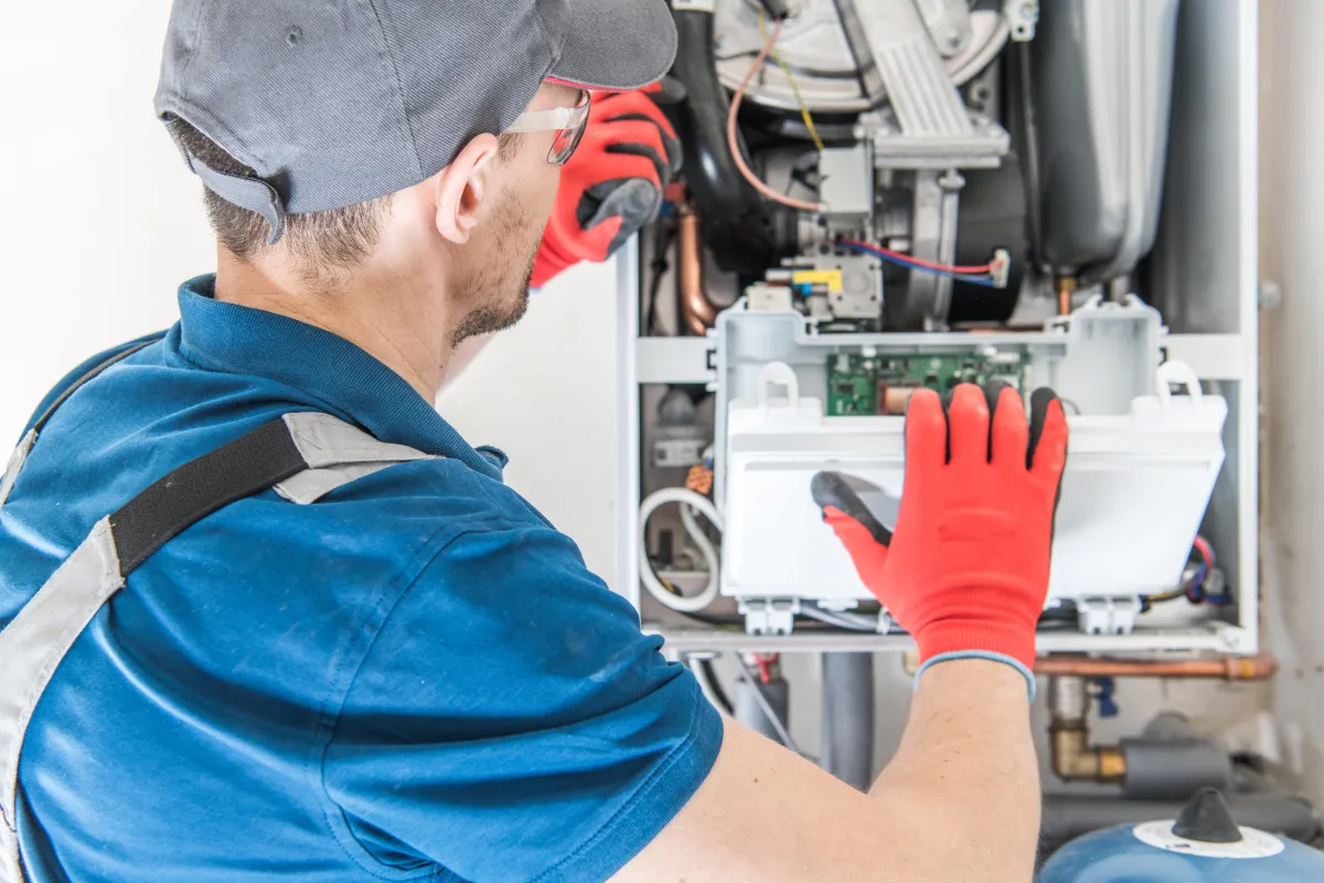 an expert repairing furnace