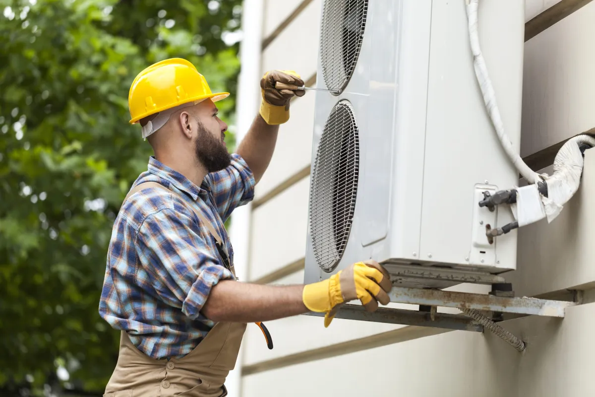 expert replacing hvac unit