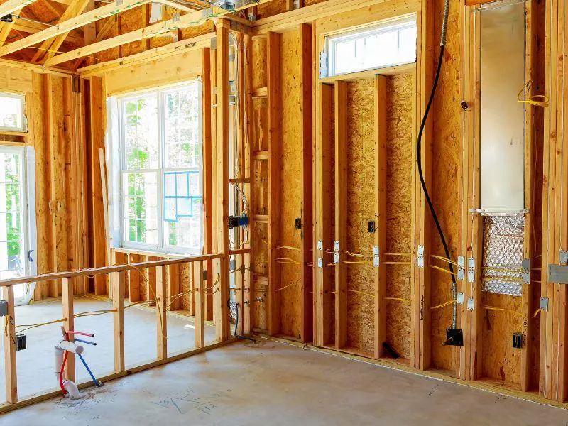 Electrical rough-in wiring in a new construction home in Indianapolis, completed by Branch Electric as part of a full residential electrical installation. Branch Electric providing new construction electrical wiring in Indianapolis. Trusted for residential builds, remodels, and full-service electrical installations.