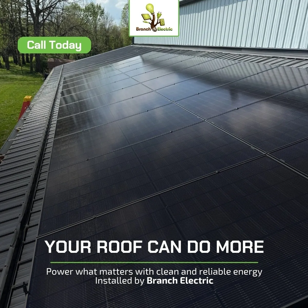Branch Electric residential and commercial solar panel installation in Central Indiana