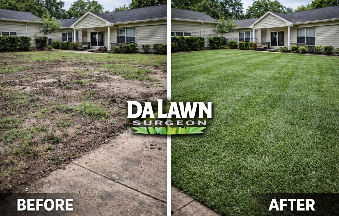 Sod installation services in Birmingham AL new lawn installation before and after by Da Lawn Surgeon