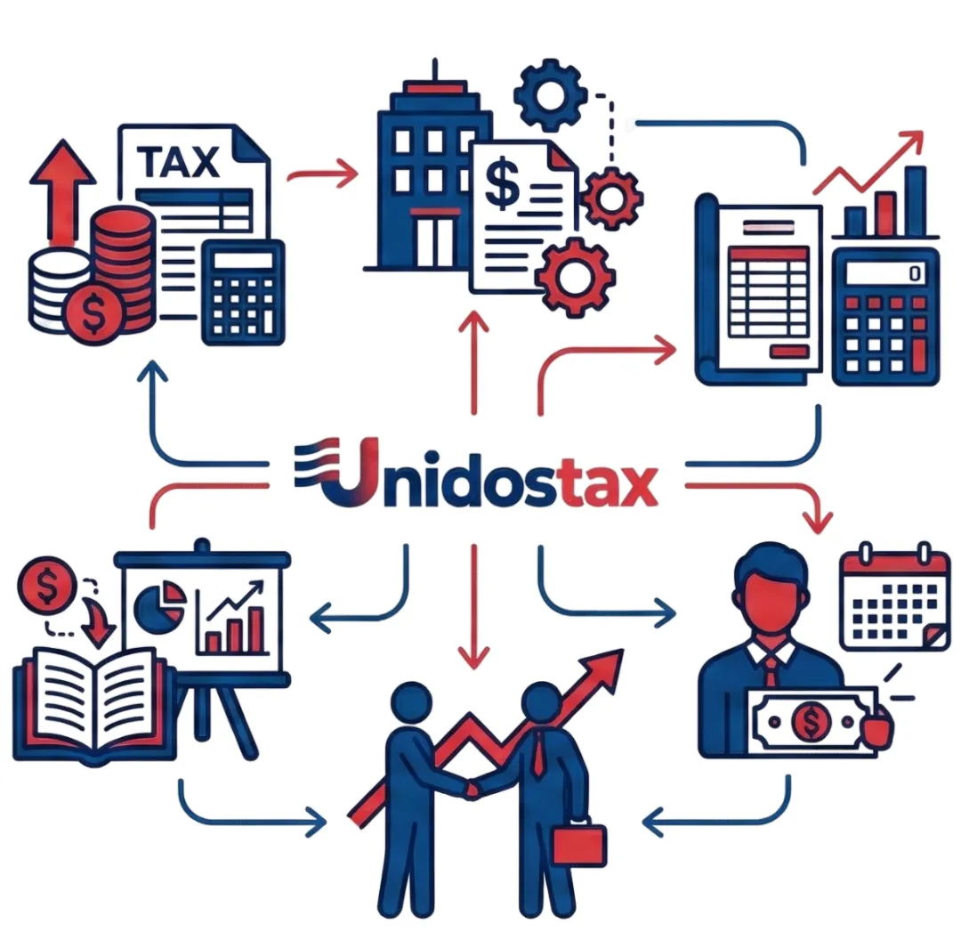 Equipo de Unidos Tax brindando servicios de contabilidad y nómina