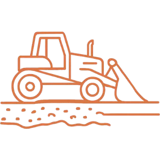 Ground levelling icon representing stable ground preparation for construction, landscaping and drainage by JF Groundworks in Kirkcudbright and Dumfries and Galloway