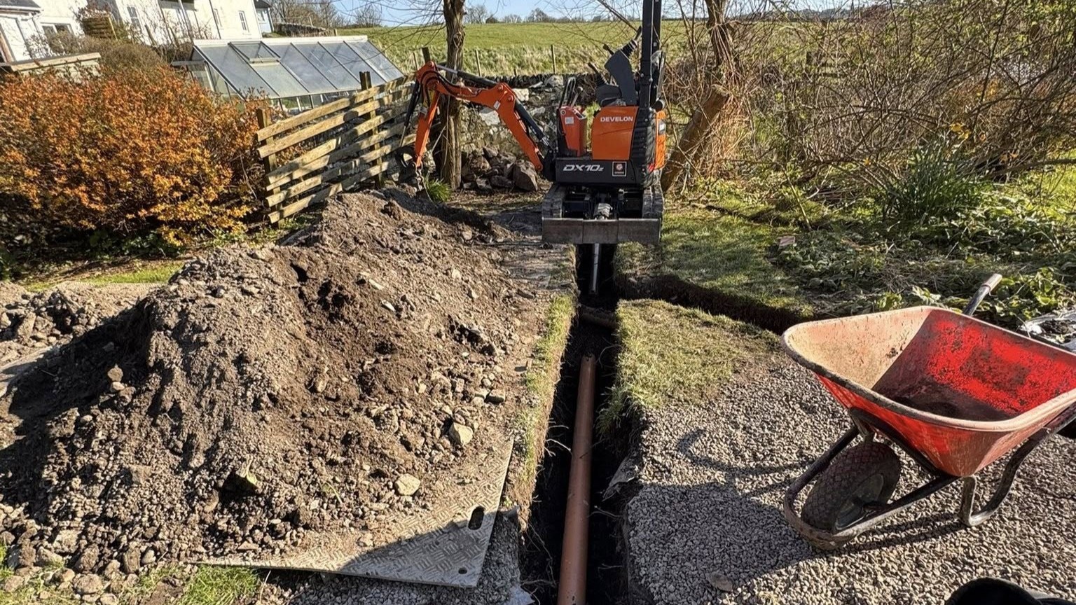 Residential drainage works by JF Groundworks in Kirkcudbright with excavation, trenching and site preparation for domestic groundworks