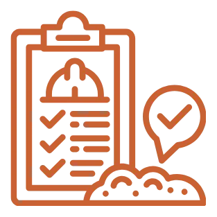 Site preparation icon for JF Groundworks showing ground and checklist for safe, organised groundwork and construction preparation