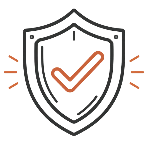 Reliability icon showing shield and check mark for dependable professional equipment
