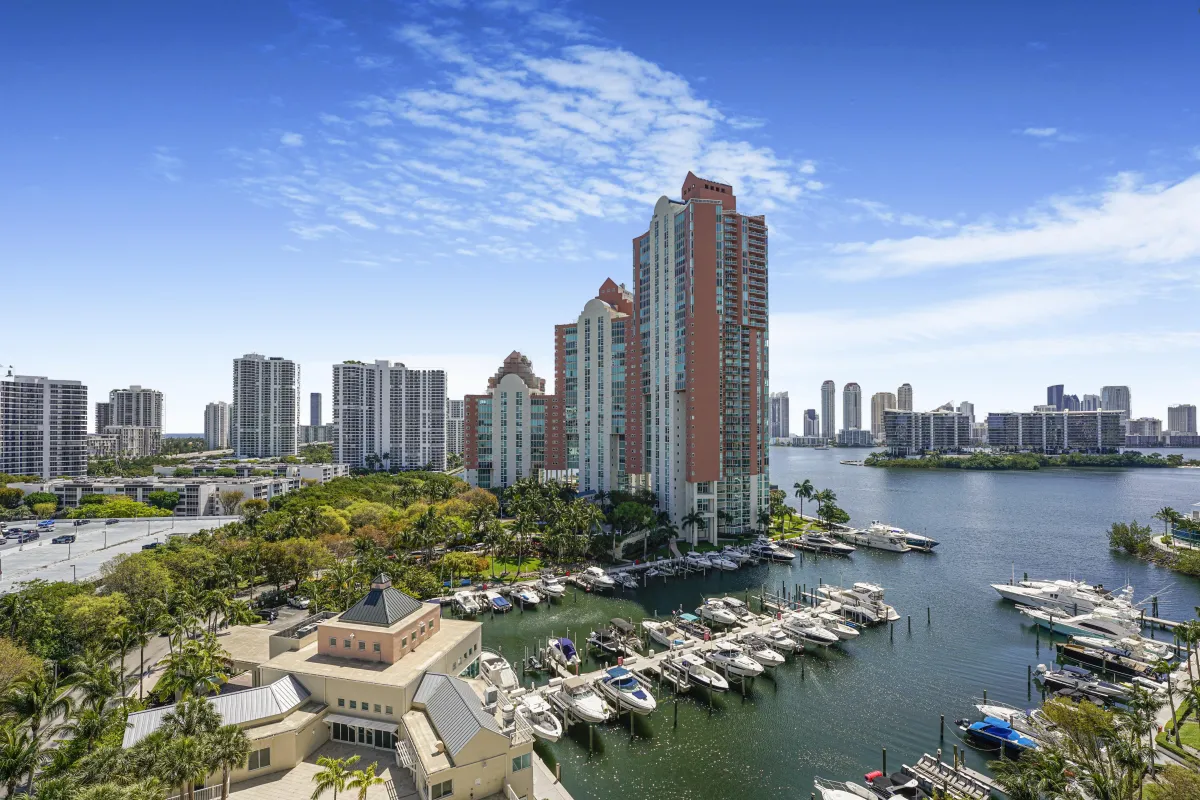 Luxury apartment interior with large windows, ocean view, minimalist decor, Miami style