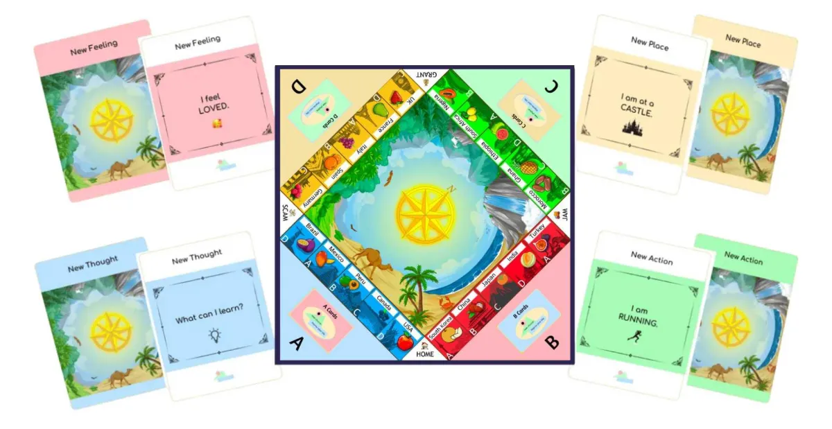 New Choice: Improv Your Life! multicolored board game and cards