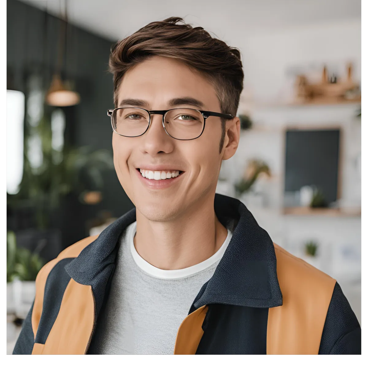 man smiling in living room