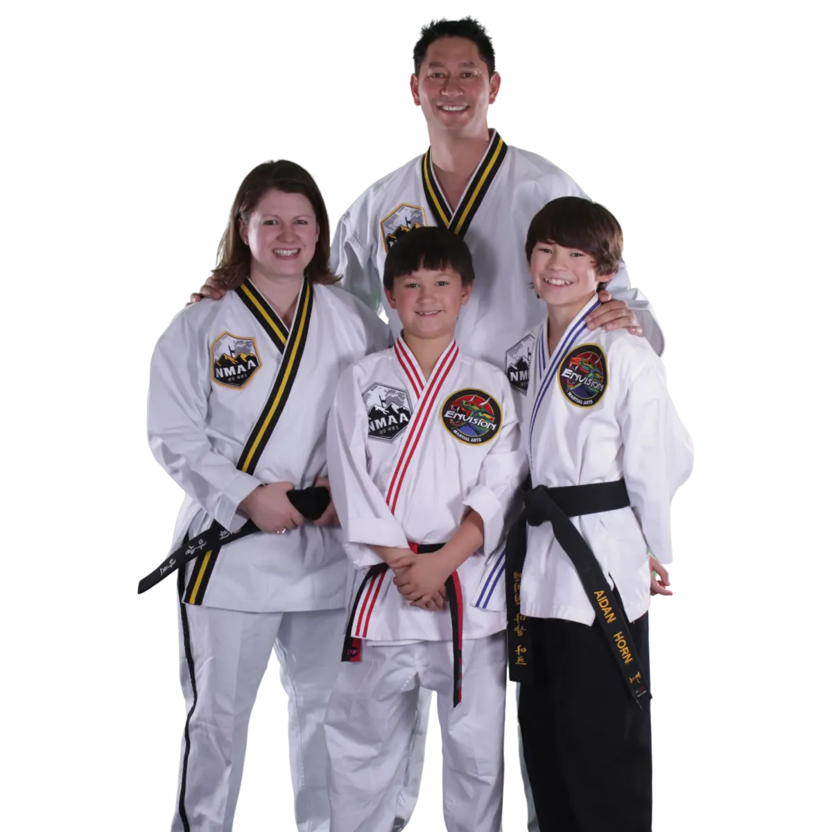 Family participating in martial arts training together in Evergreen Colorado building confidence and fitness