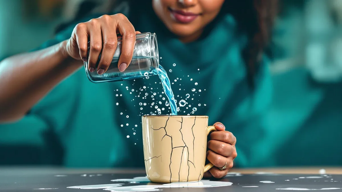 two women standing next to each other in front of a sunset