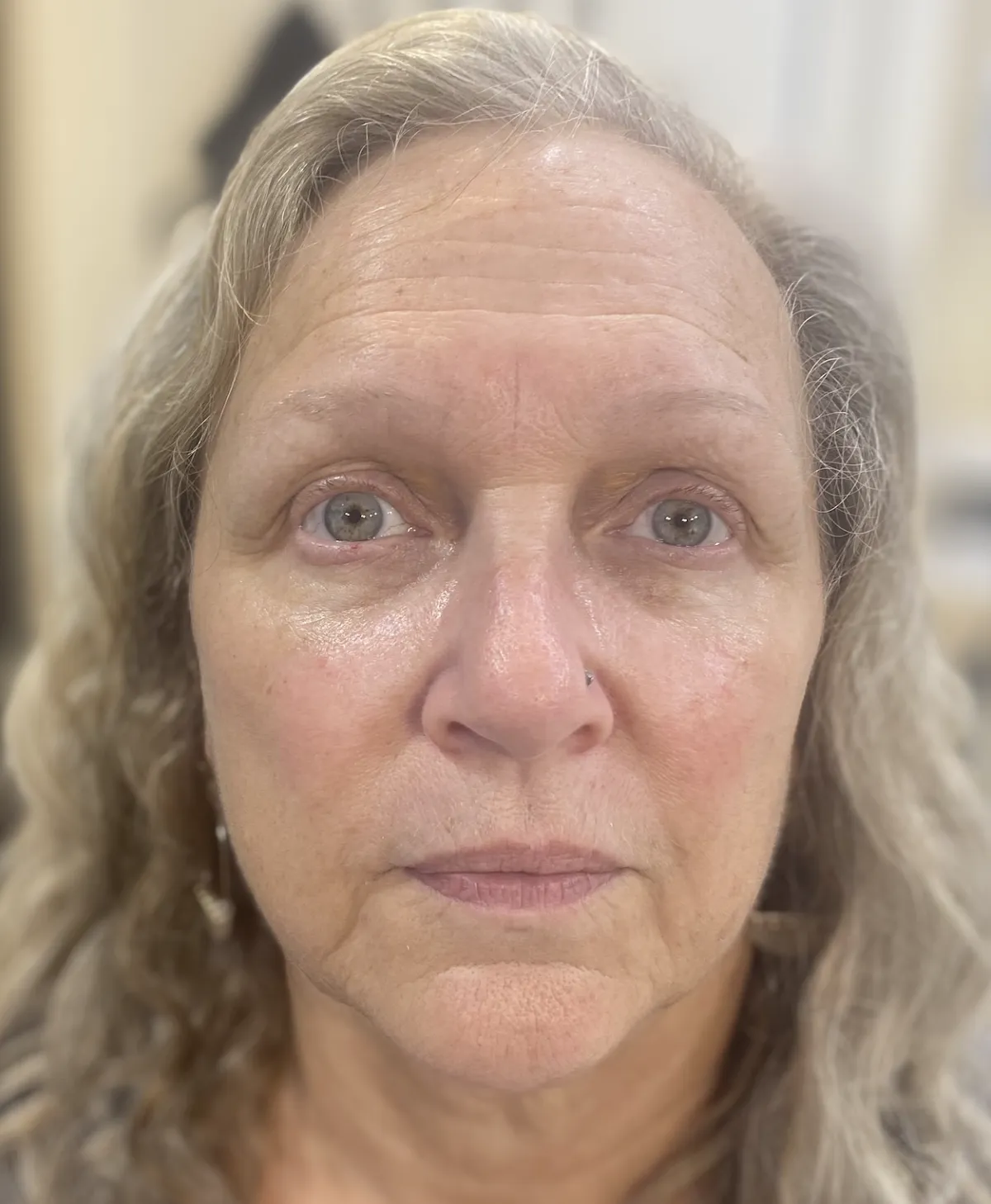 Before tantric tattoo permanent makeup treatment showing natural brows and lash line.