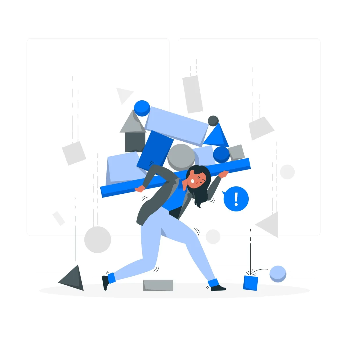 Illustration showing person overwhelmed with amount of tasks