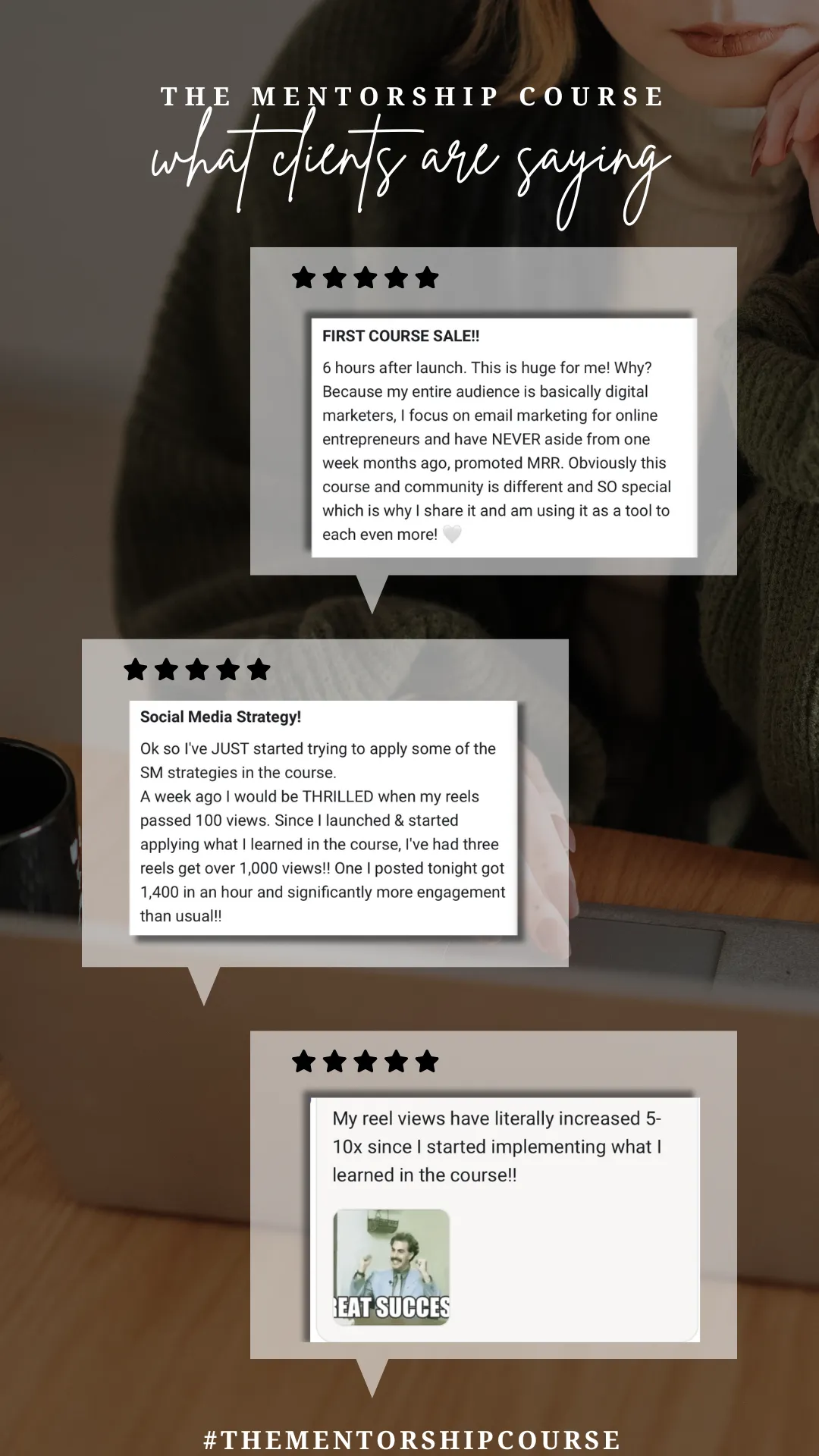 The Mentorship Course with MRR customer testimonial