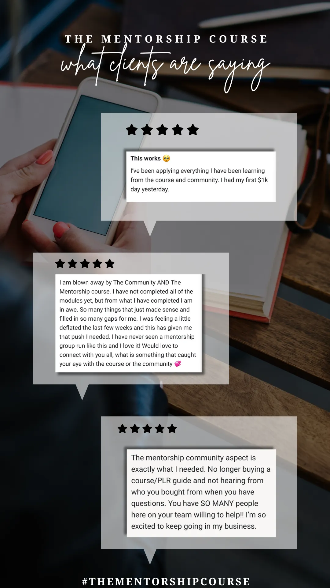 The Mentorship Course with MRR customer testimonial